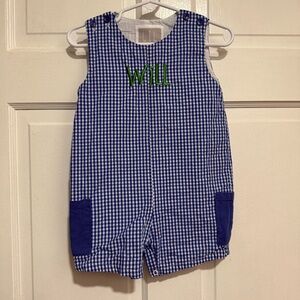 “Will” Monogrammed Jon Jon Shorts Blue Gingham 12-18 Month